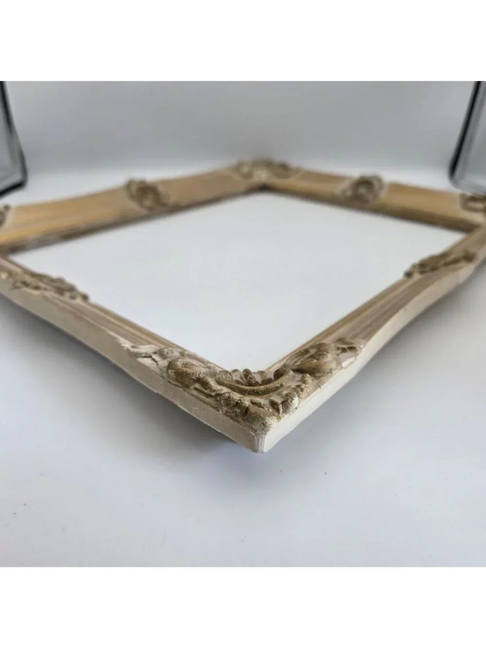Vintage Ornate Baroque Style Gold & White Picture Frame 10